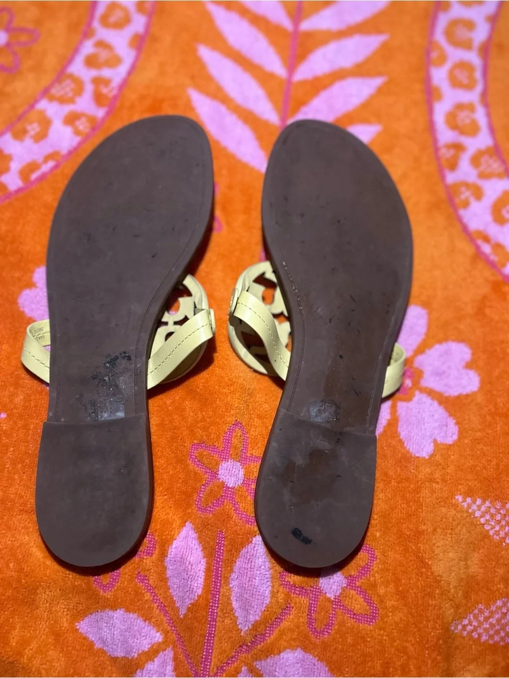 Tory Burch Tan Miller Logo Thong Sandals